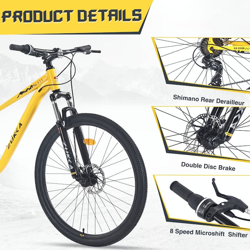27.5 Inch Wheels 8 Speed Mountain Bike, Front Suspension,Yellow
