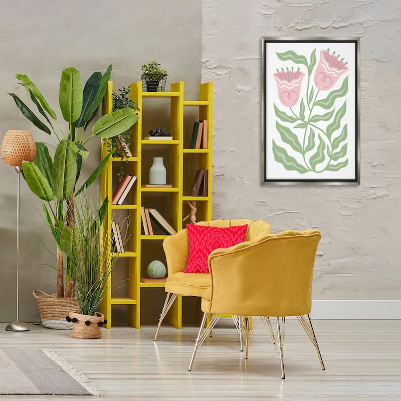 Stupell Pink Tulip Twin Blossoms Framed Floater Canvas Wall Art Design By Martina Pavlova