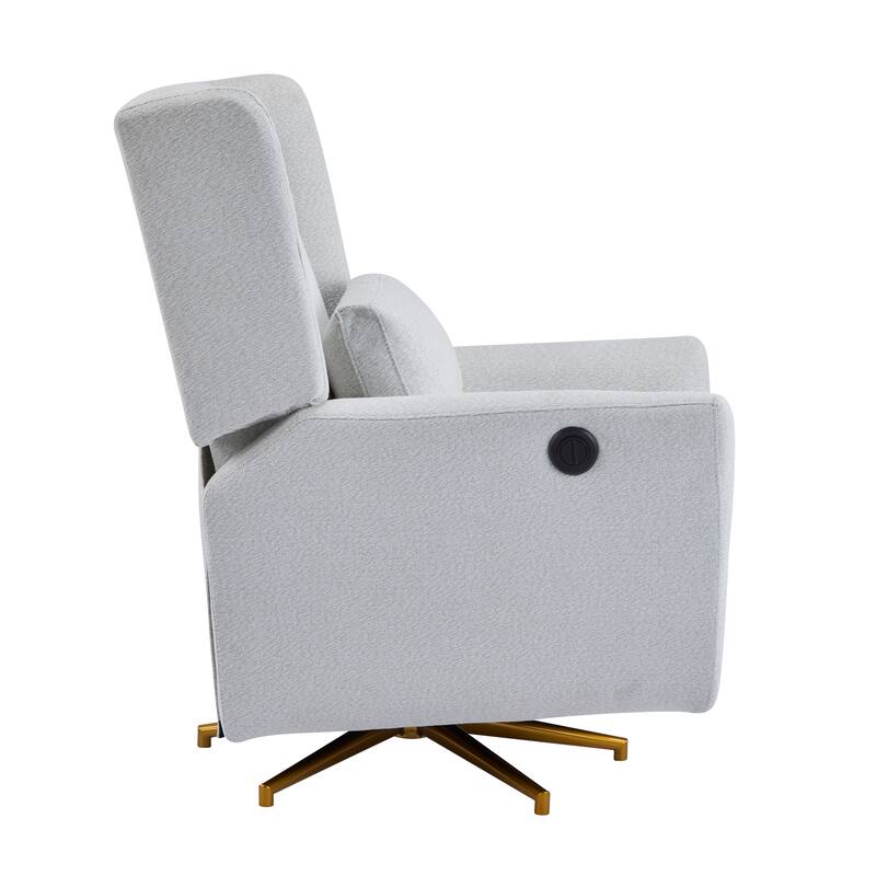 Roomfitters Power Swivel Recliner Chair, Upholstered 360° Swivel Power Recliner with Gold 5-Star Base