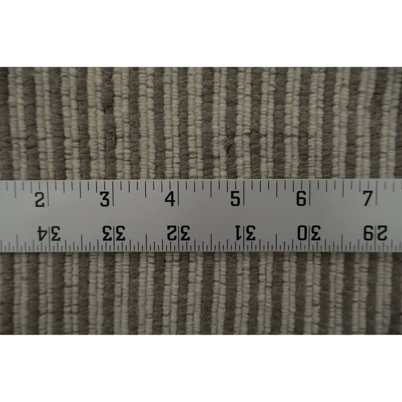 Hand Knotted Oriental Silk Carpet Modern Contemporary Greys & Charcoal Contemporary Runner Rug - 9' 0'' X 3' 1''