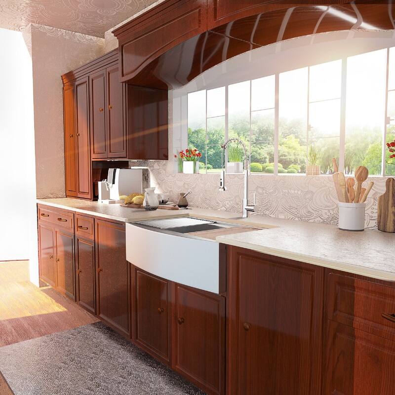 Lordear 33/30/36 inch Farmhouse Kitchen Sink Workstation Single Bowl Stainless Steel Sink Basin