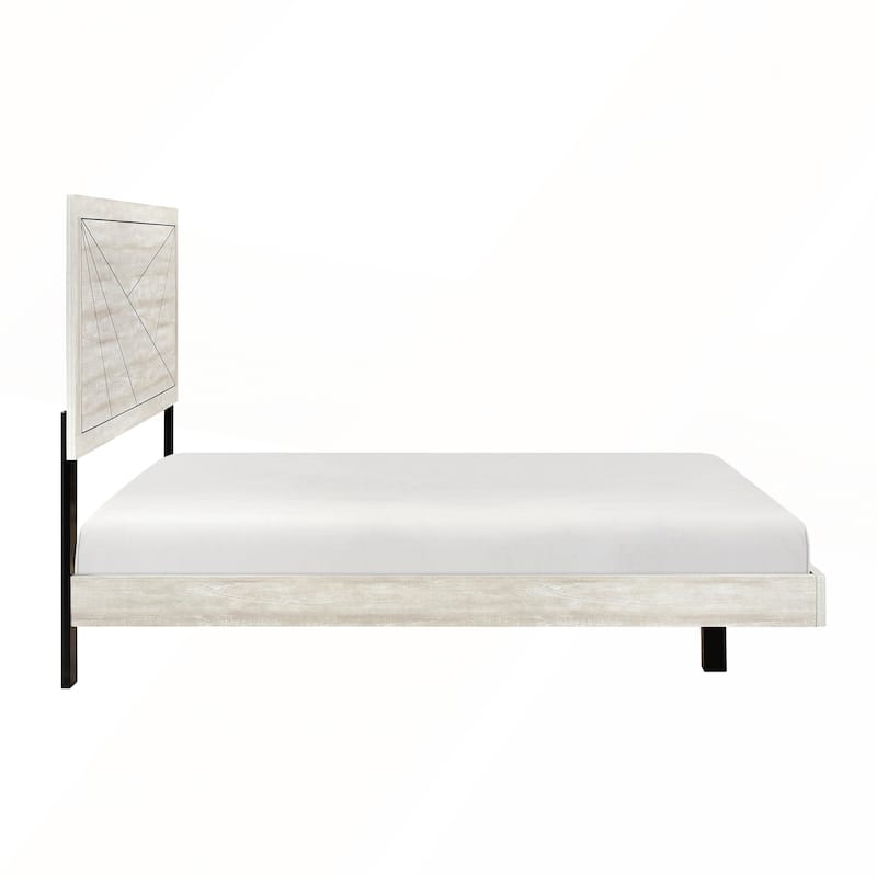 Contemporary Durable Wooden Gray Oak Finish Full Bed