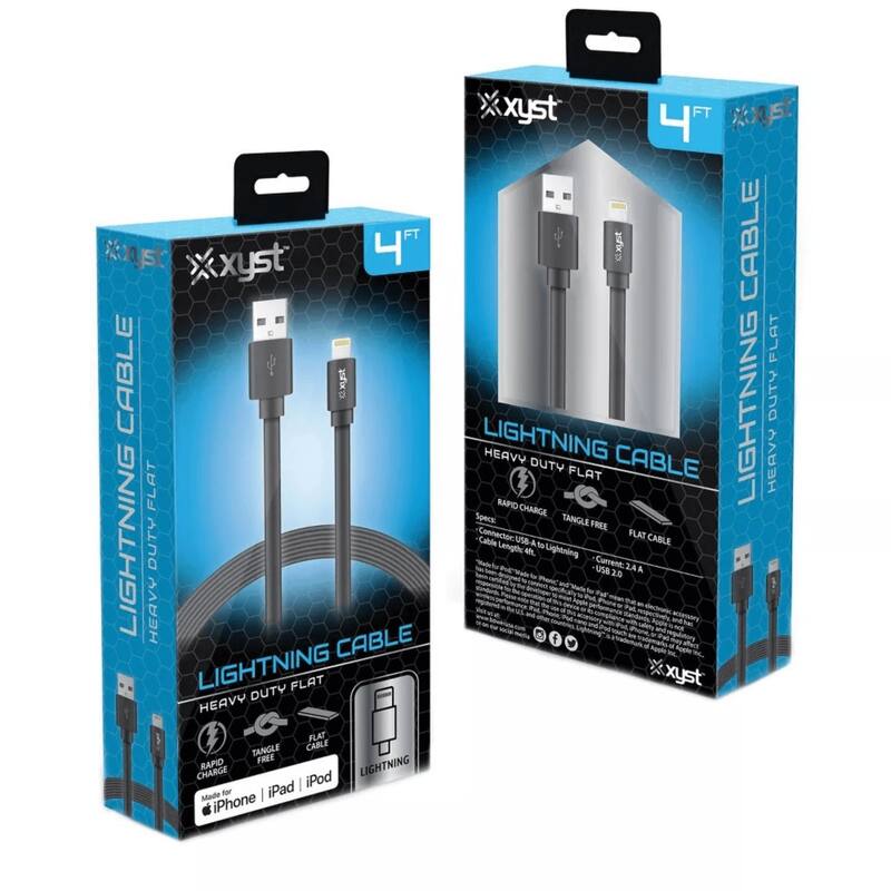 Xyst Charge and Sync USB to Lightning Flat Cable 4Ft
