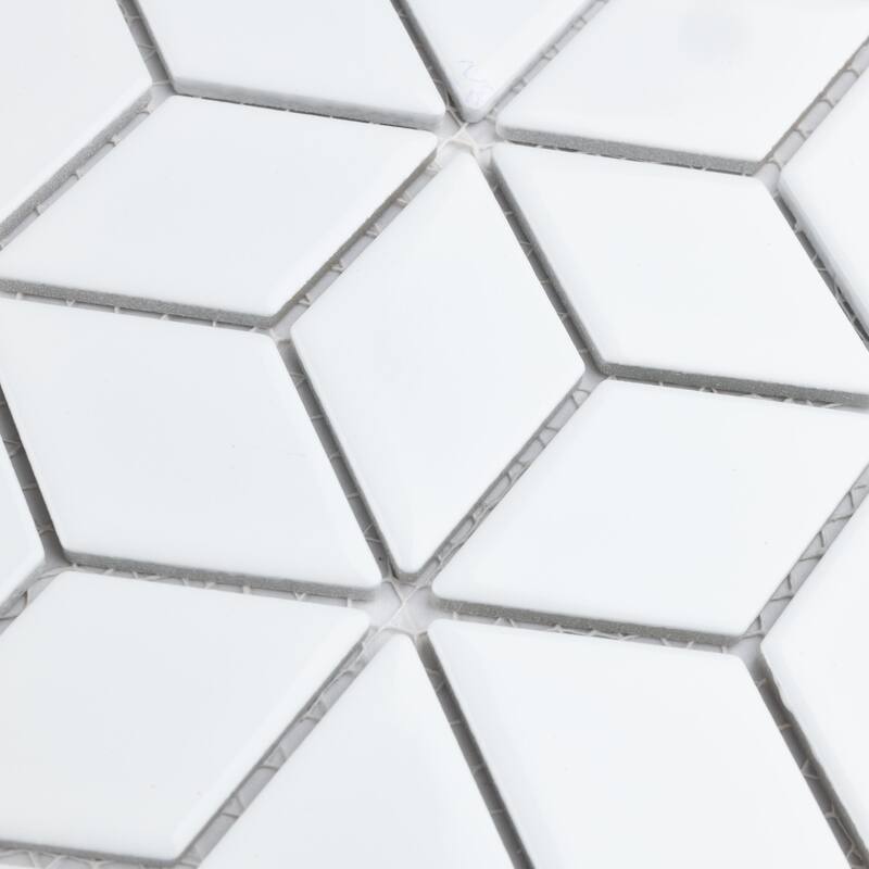 Merola Tile Hudson Rhombus Glossy White 10-1/4" x 11-3/4" Porcelain Floor and Wall Tile