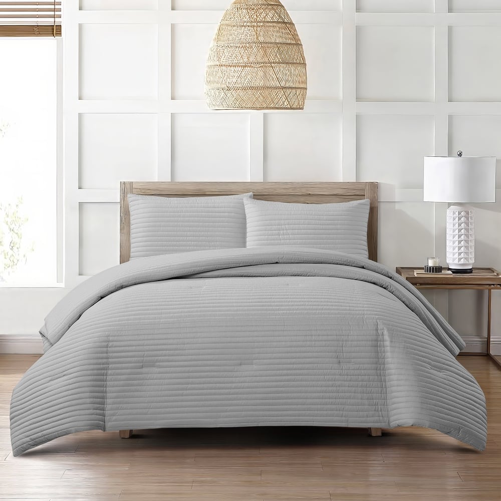 Nanshing Suzaine 3 Piece Solid Striped Comforter Set