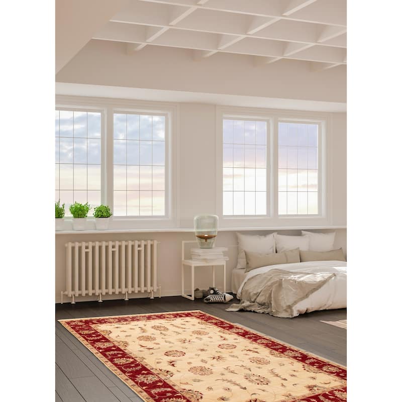 ECARPETGALLERY Hand-knotted Jamshidpour Cream Wool Rug - 6' 7" x 9' 9"