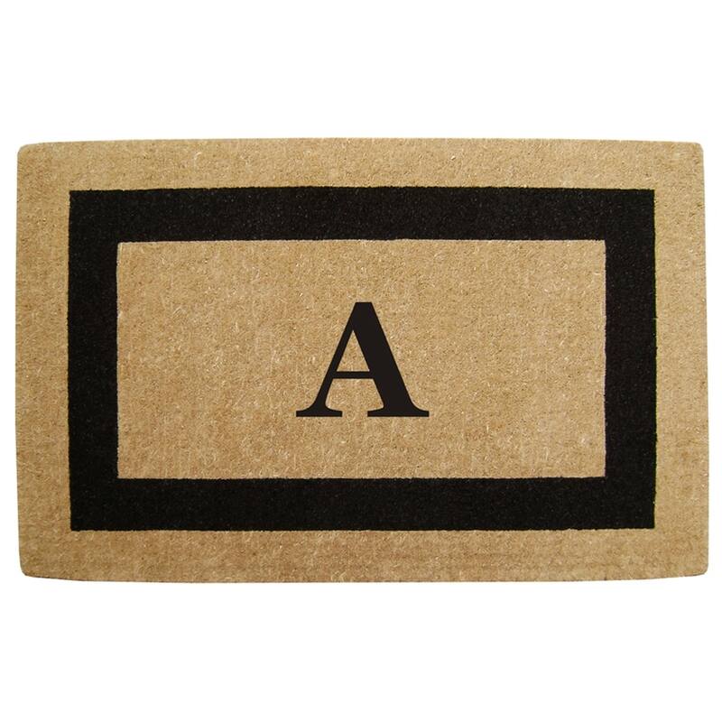 Heavy-duty Coir Fiber Single Black Framed Letter Monogrammed Doormat - 30 inches x 48 inches - A