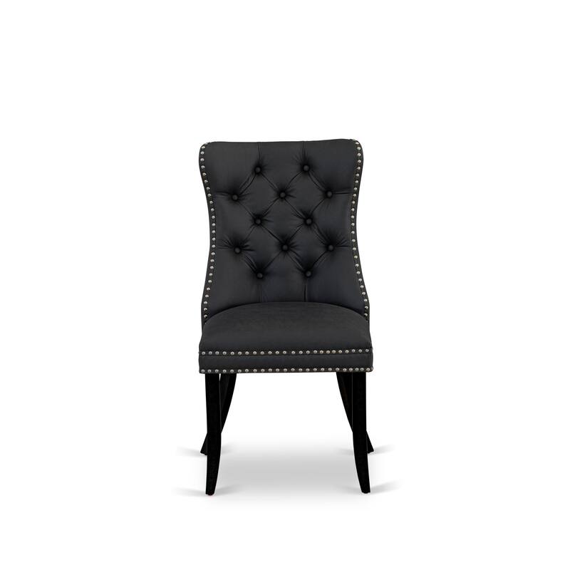 East West Furniture Kitchen Table Set Includes a Rectangle Dining Table and Upholstered Chairs, Black (Pieces Options)