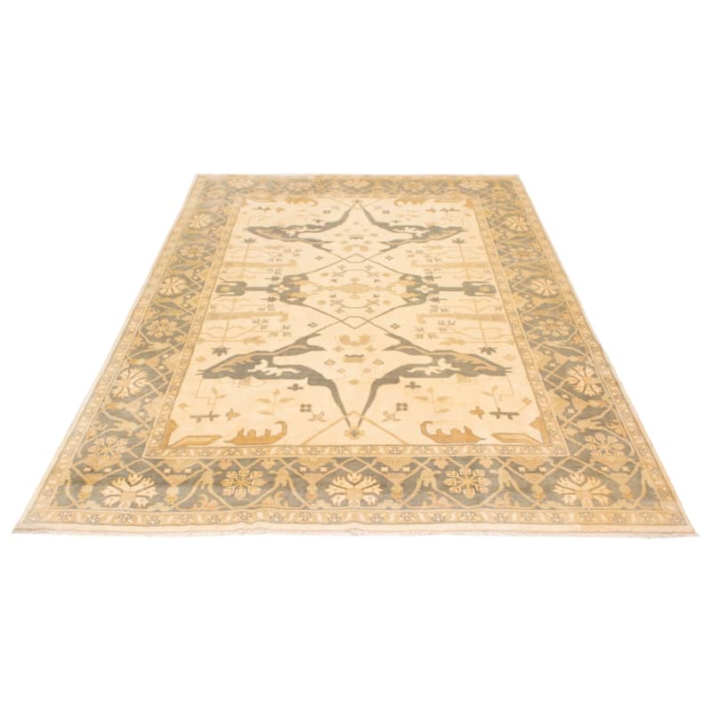 ECARPETGALLERY Hand-knotted Royal Oushak Ivory Wool Rug - 8'10 x 12'2
