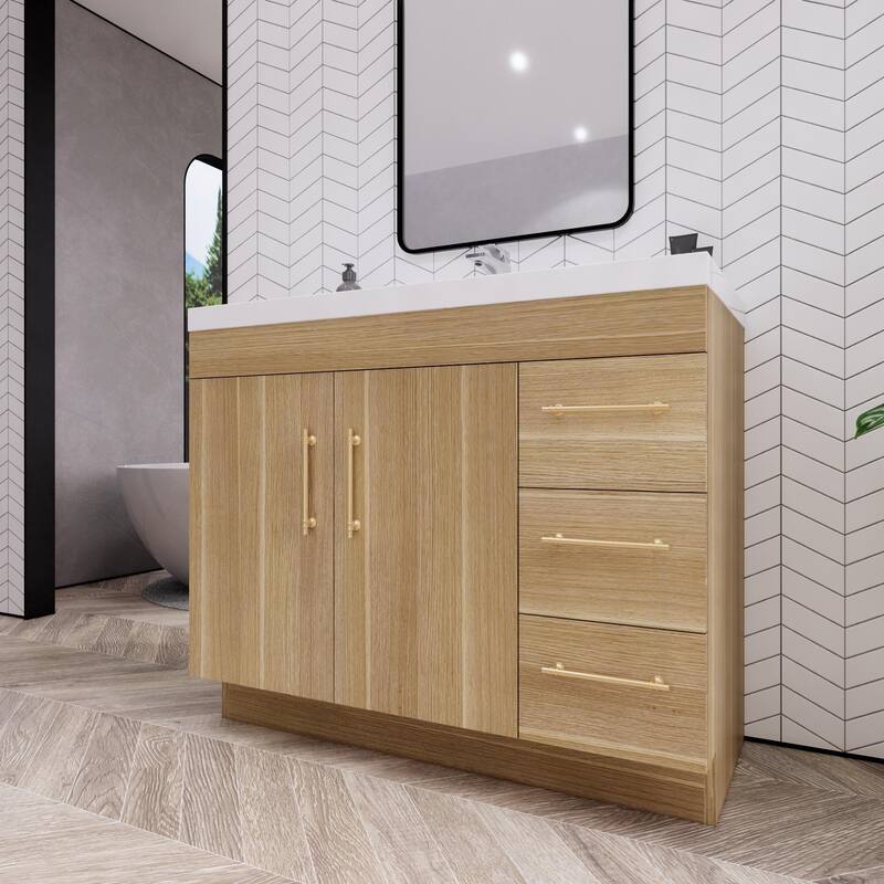 Eliza 42'' Freestanding Vanity (Right Drawers) with Single Sink