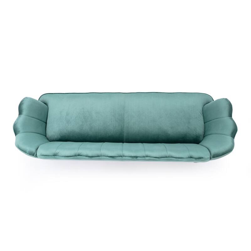 76.25" Velvet Channel Stitching 3-seater Sofa with Metal Legs for Living Room