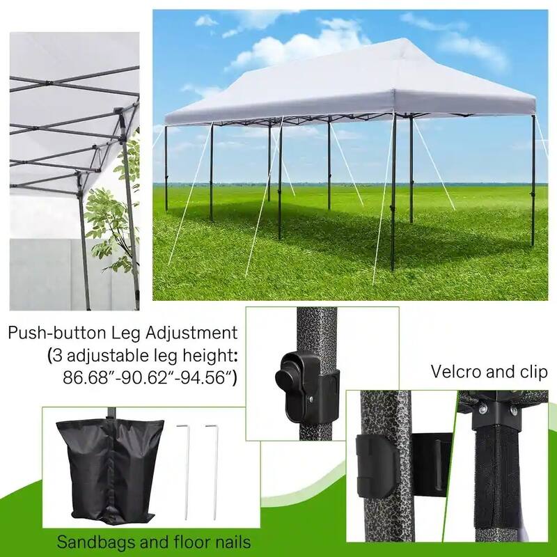 EROMMY Commercial-Grade Instant Canopy Tent – Features Roller Bag, Sandbags, Wind Ropes, and Ground Stakes