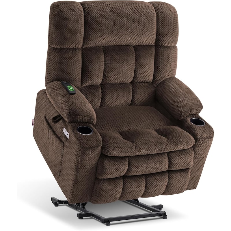 MCombo Dual Motor Power Lift Recliner Chair Sofa with Massage and Heat, Infinite Position, USB Ports, Fabric R7897