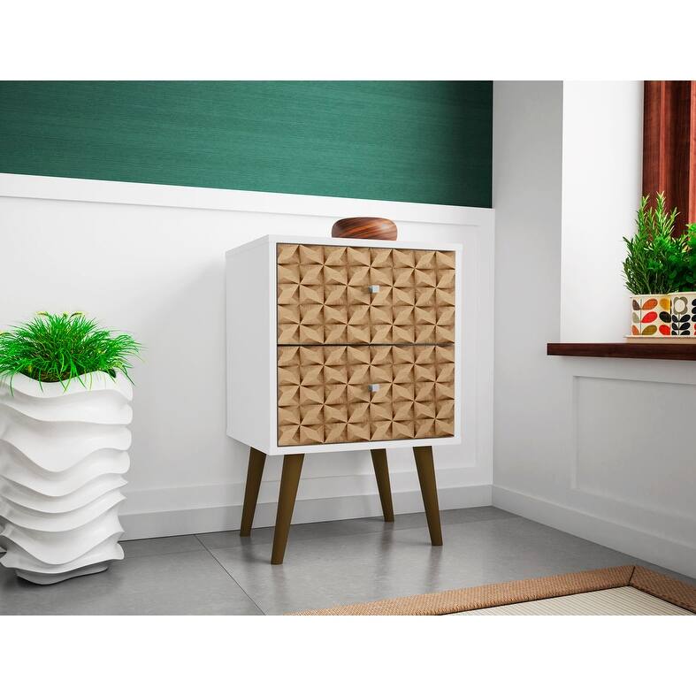 Liberty Mid Century Modern Black Nightstand 2.0 with 2 Extension Drawers