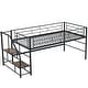 preview thumbnail 9 of 32, Simple & Space-saving Design Mid Metal Loft Bed with Storage stairs, Twin Size