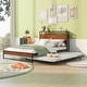 preview thumbnail 35 of 42, Slat Support Bed Frame Metal Platform Bed with Trundle Black - Full