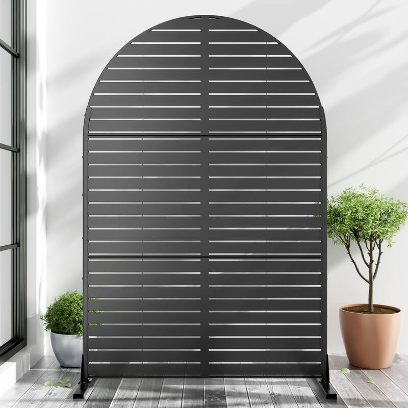 Dovelina 6ft.Outdoor Freestanding Metal Privacy Screen Decorative Garden Fence - 72"x47" - Black