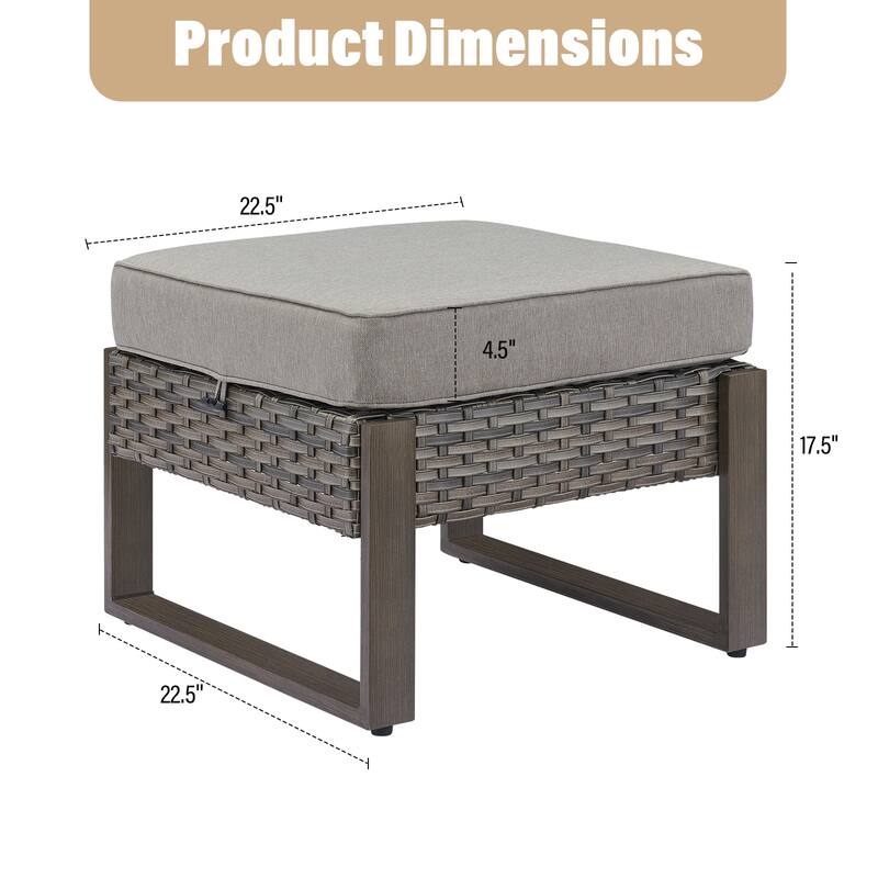 Gymojoy 2 Wicker Ottomans w/Removable Cushions