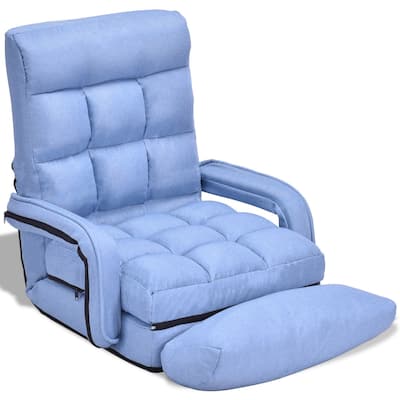 Folding Lazy Floor Chair Sofa with Armrests and Pillow - 22" x 26" x 29" (L x W x H)