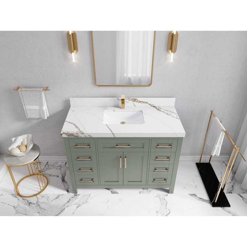 Willow Collections 48 in. W x 22 in. D Cambridge Single Sink Bathroom Vanity with Countertop - 2”Calacatta Gold - Evergreen