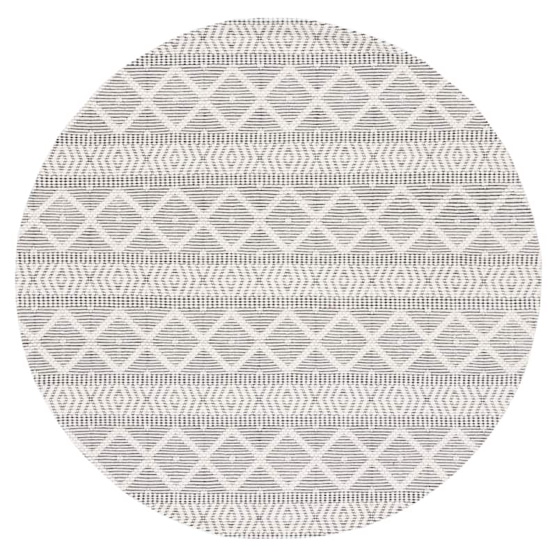 SAFAVIEH Handmade Marbella Venerina Modern & Contemporary Wool Rug - 6' Round - Ivory/Black