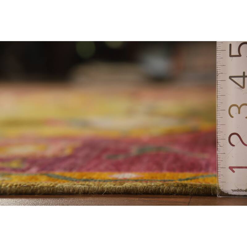 Hand Knotted Oriental 100% Wool Carpet Transitional All-Over Yellow & Gold Oushak Area Rug - 11' 10'' X 8' 10''