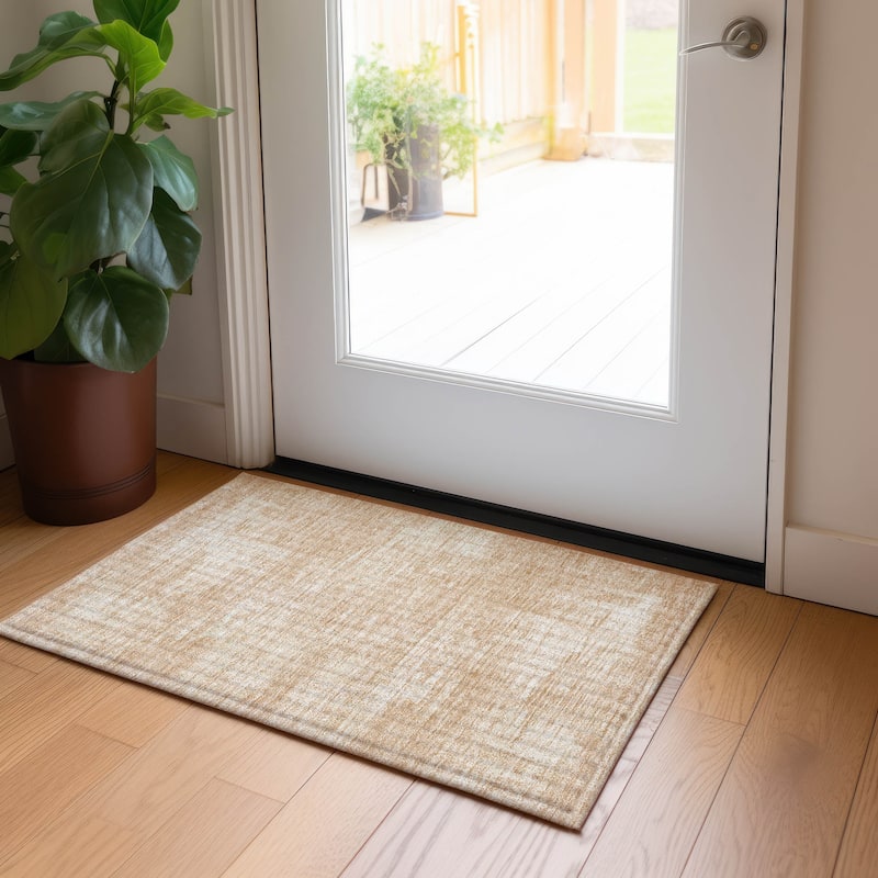 Machine Washable Indoor/ Outdoor Chantille Abstract Solid Rug