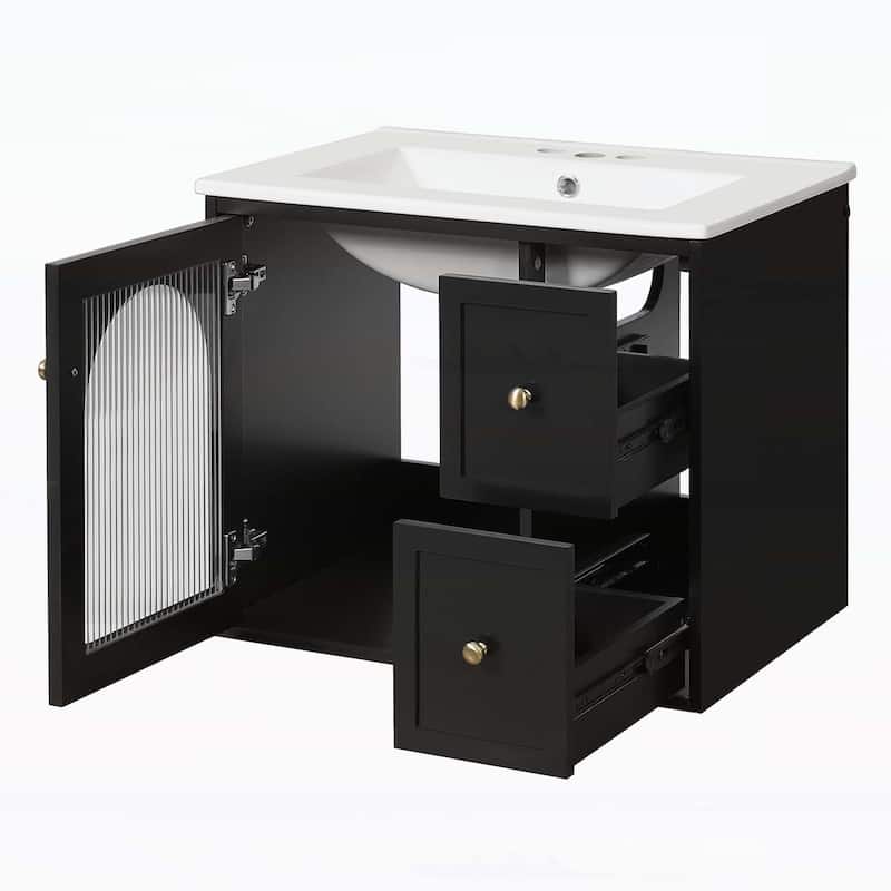 Bathroom Cabinet with Ceramic Sink,2 Drawers and 1 Soft-Close Door
