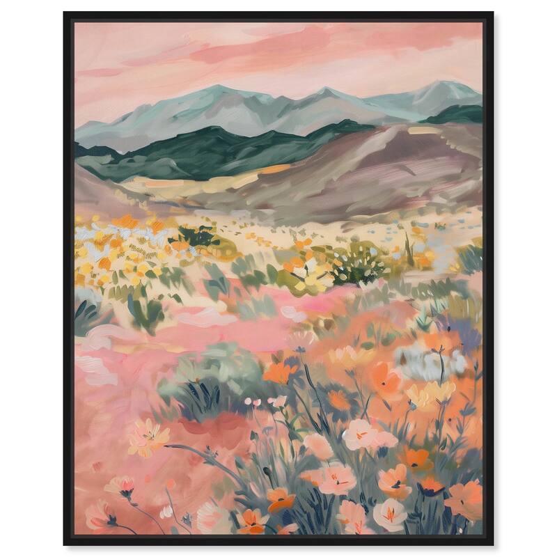 Flowers Beyond the Hills Canvas by Art Remedy - 24" x 30" - Black