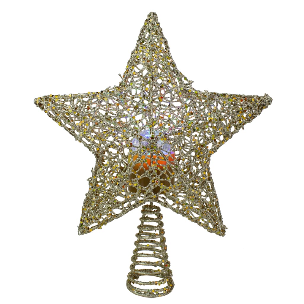 13" Lighted Gold Star with Rotating Projector Christmas Tree Topper - Multicolor LED lights