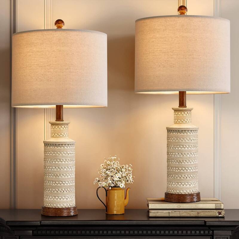 24'' Farmhouse Table Lamp Set of 2 for Bedroom