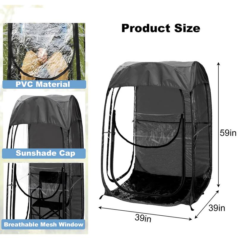 Anmytek Pop Up Clear View Outdoor Shelter Tent with Transparent PVC Walls and Sunshade Top Portable Foldable Camping Fishing