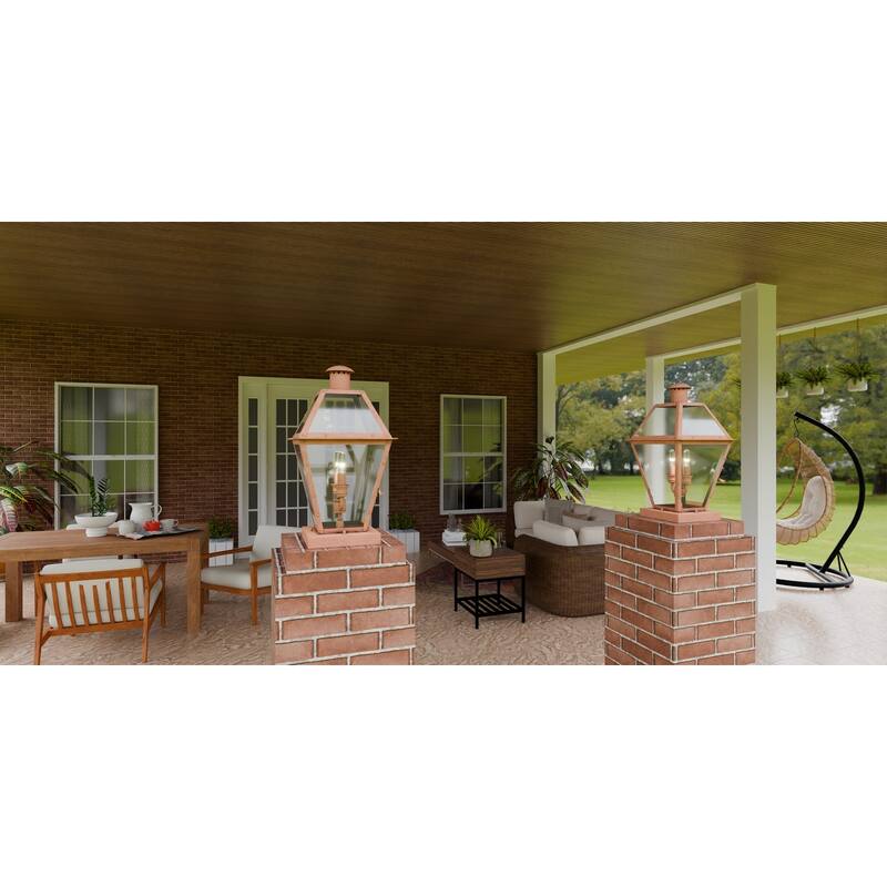 Rue De Royal 2-Light Aged Copper Outdoor Pier Mount Light