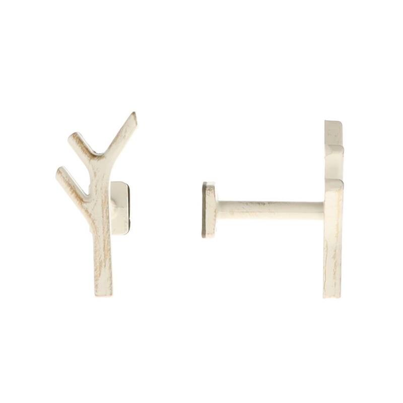 Curtain Tieback Hooks - Set of 2 Adhesive Hooks Holdbacks - Branch - Ecru/Gold