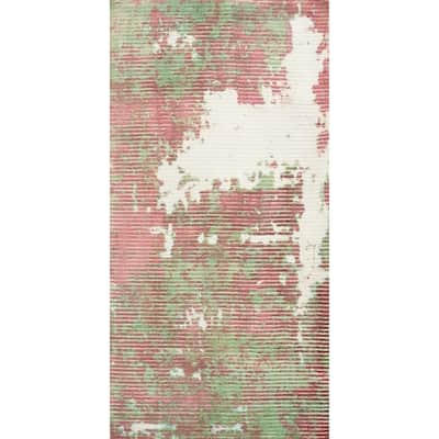 Hand Knotted Oriental Viscose Silk Carpet Modern All-Over Multi-Colored Abstract Area Rug - 3' 10'' X 2' 0''