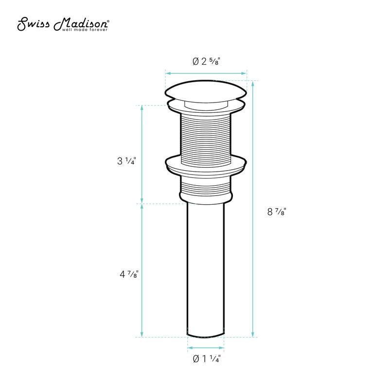 Ceramic Pop Up Drain W/O Overflow In Matte Red - 8.87" x 2.87" 2.75"