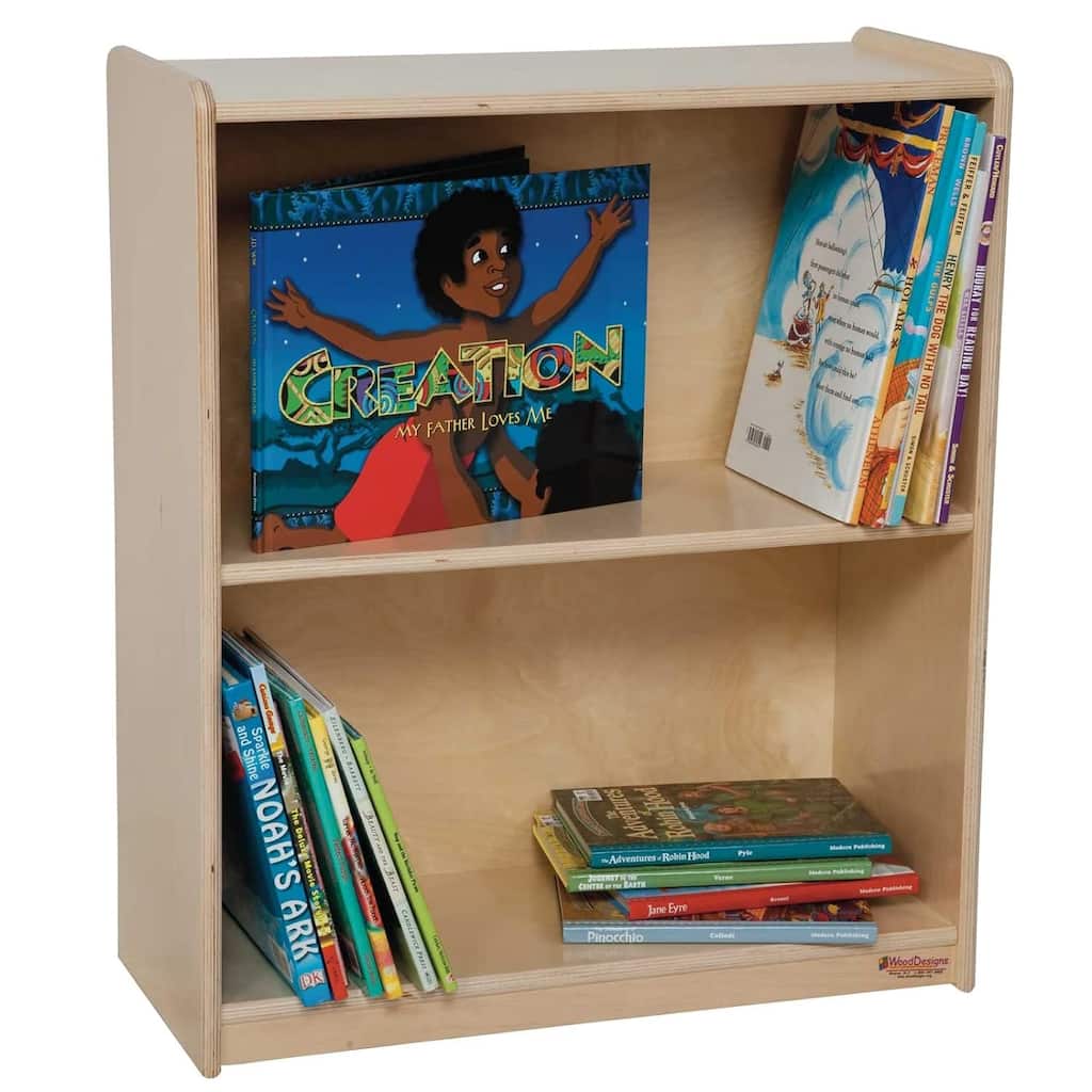 Wood Design 2 Shelf Small Kids Bookshelf Storage Cabinet, Classroom Toy Storage Organizer Crafts & Supplies Storage Unit - 28"