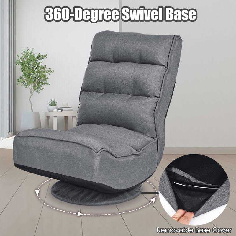 Costway Gaming Chair Fabric 6-Position Folding Lazy Sofa 360 Degree