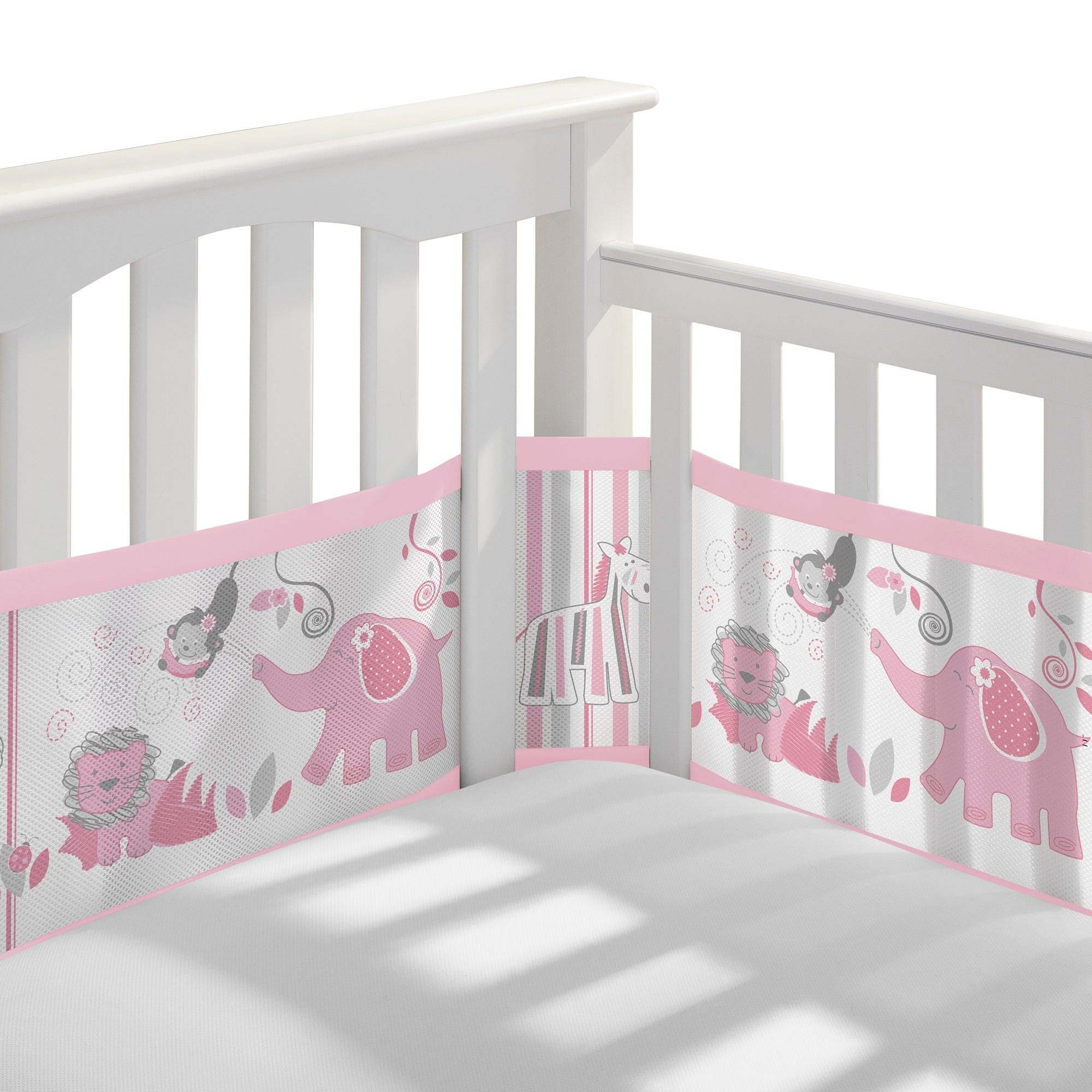 BreathableBaby Breathable Mesh Liner for Full-Size Cribs, Sheer Deluxe 5mm  Mesh, Clouds (Size 4FS Covers 3 or 4 Sides)