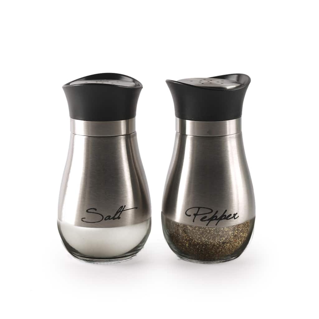 Circleware Cafe Contempo Silver and Glass 2pc Salt and Pepper (4.42oz. each)