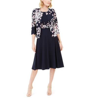 Jessica Howard Womens Floral Cardigan Sweater,, Blue, 6