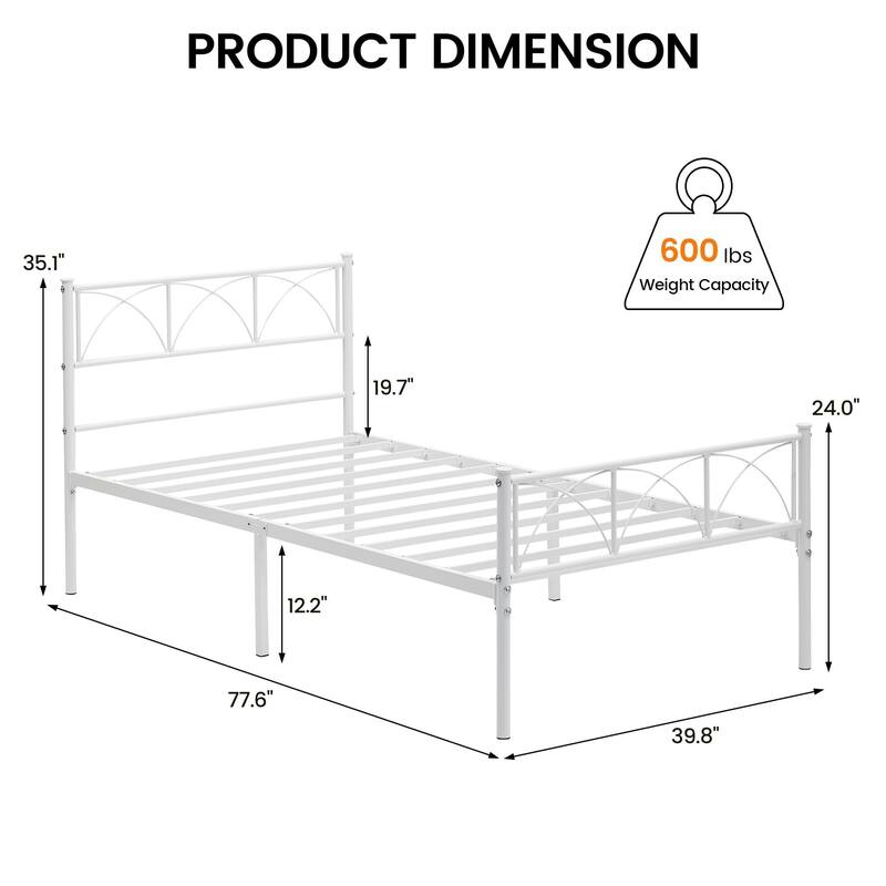 14 Inch Bed Frame with Headboard and Footboard