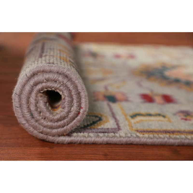 Hand Knotted Oriental 100% Wool Carpet Transitional All-Over Green Oushak Runner Rug - 7' 10'' X 2' 6''
