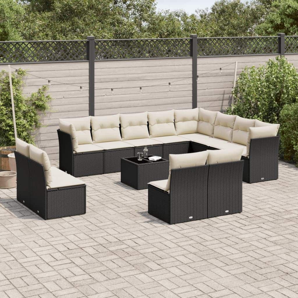 vidaXL Garden Sofa Set Black, Cream White - 21.7 x 21.7 x 14.6