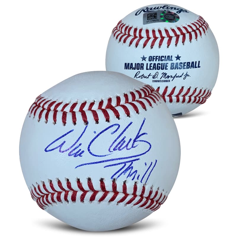 Will Clark Autographed MLB Signed Baseball THE THRILL Hologram COA With Display Case - 8'6" x 11'6"