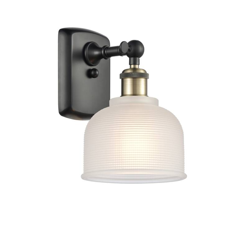 Innovations Lighting Dayton 11" Tall Bathroom Sconce - Black Antique Brass / White