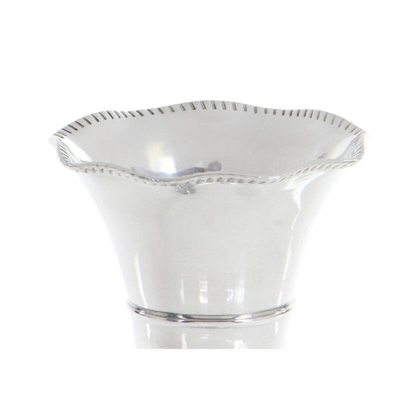 Aluminum Metal Flute Shaped Decorative Vase - Silver - Roche River Decor