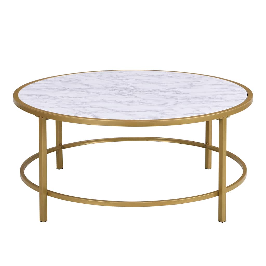Carolina Living Verazano Faux Marble Top 36" Round Coffee Table - Gold