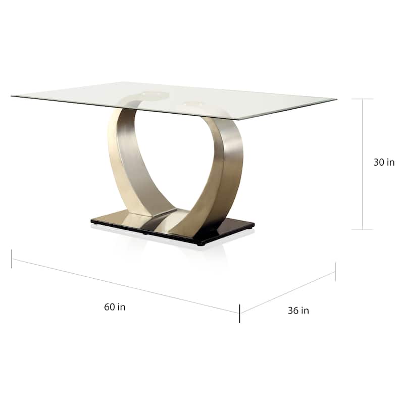 Furniture of America Jami Modern Silvertone 60-inch Glass Top Dining Table