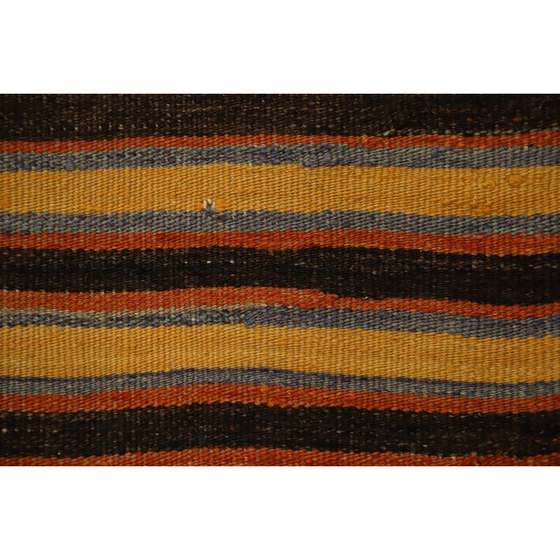 Hand Woven Oriental 100% Wool Carpet Southwestern Geometric Multi-Colored Kilim Runner Rug - 12' 4'' X 4' 1''